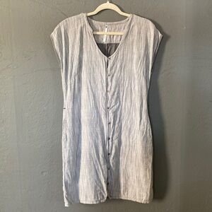 Kuhl Gray Grey Striped Riviera Shirt Dress  with Pockets Size Medium